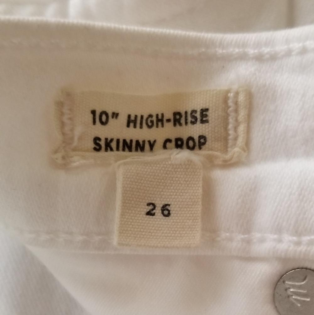 Madewell White 10" High-Rise Crop Skinny Jeans with Button-Fly - Picture 2 of 9